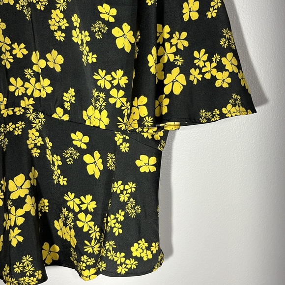 Who What Wear Black Yellow Floral Boho Blouse Size S - Picture 2 of 7